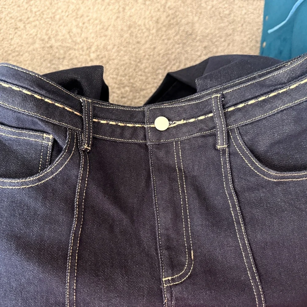 Commense Black High-Rise Wide-Leg Jeans with Contrast Stitching size 8 - Picture 10 of 10